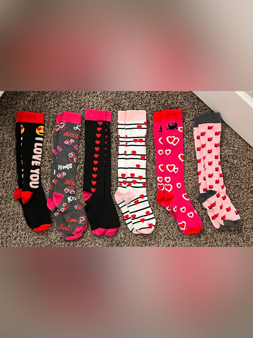 Heart & Love Knee-High Socks – 6 Pair Bundle
